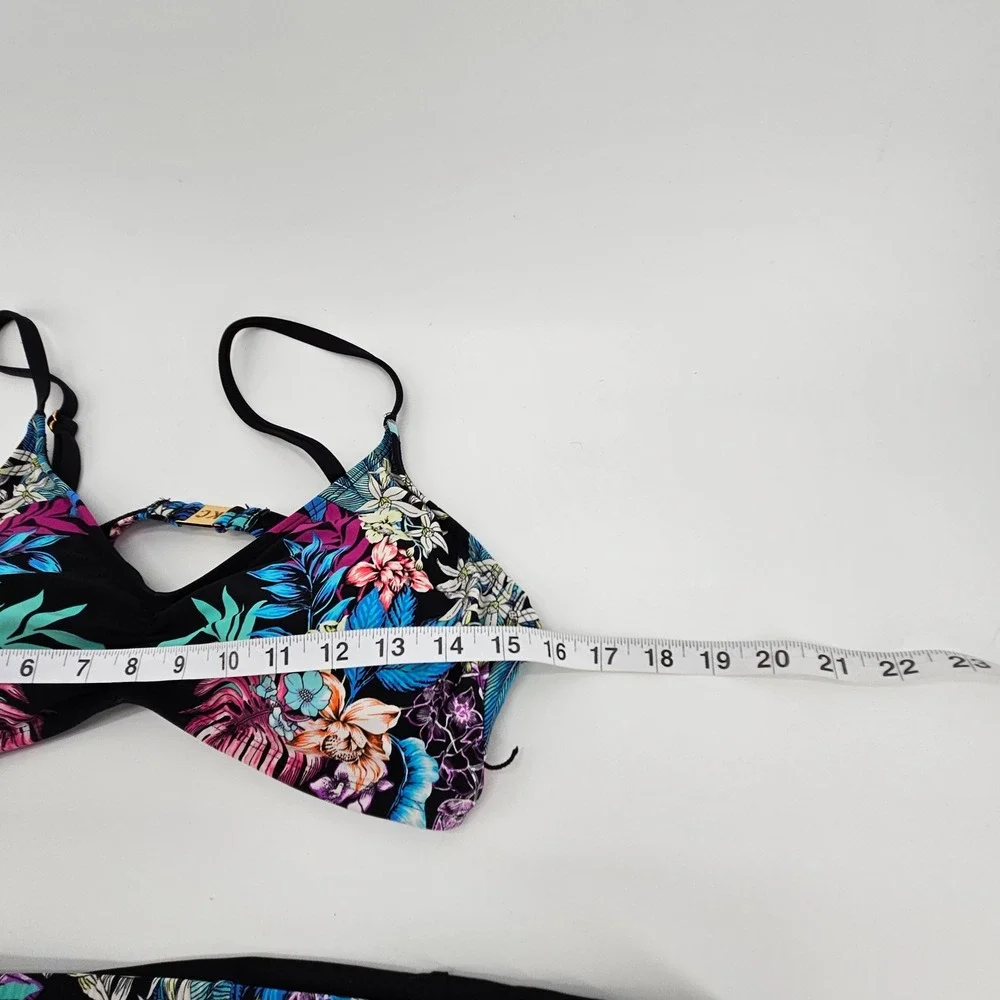 Kenneth‎ Cole Tropical Floral Skirted Bikini Two Piece Swimsuit Vacation Large